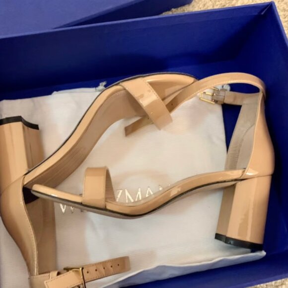 Stuart Weitzman 75 Lessnudist nude leather sandals EU 36/US 5.5 Brand New - Picture 5 of 10
